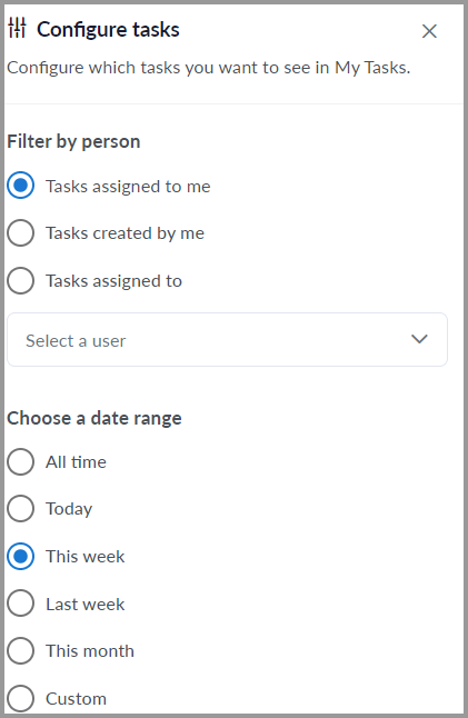 Anywhere task filters