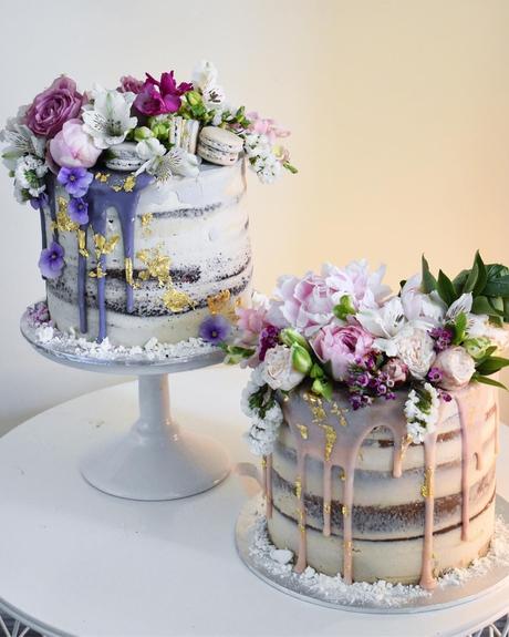 naked wedding cakes 1 tier with flowers