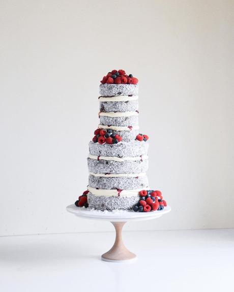 naked wedding cakes with fresh berries