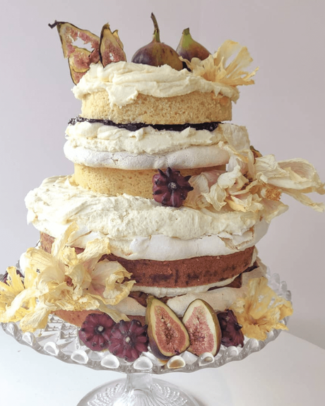 naked wedding cakes with fillings and fruit decor