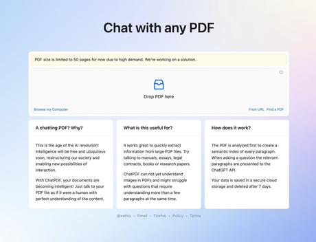 ChatPDF throws PDF files to AI, quickly summarizes and answers related questions