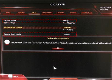 Enable Secure Boot on Gigabyte