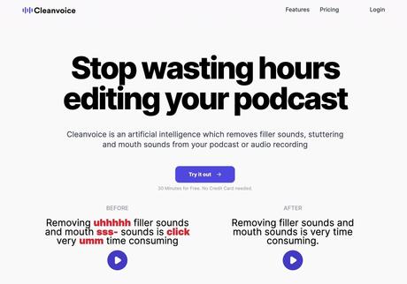 Cleanvoice AI professional automatic editing recording tool, audio optimization and easy conversion to verbatim