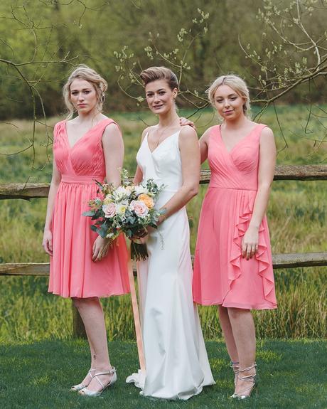 short aw bridal bridesmaid dresses pink rustic country