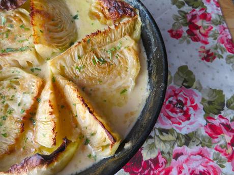 Braised Cabbage with Horseradish Cream