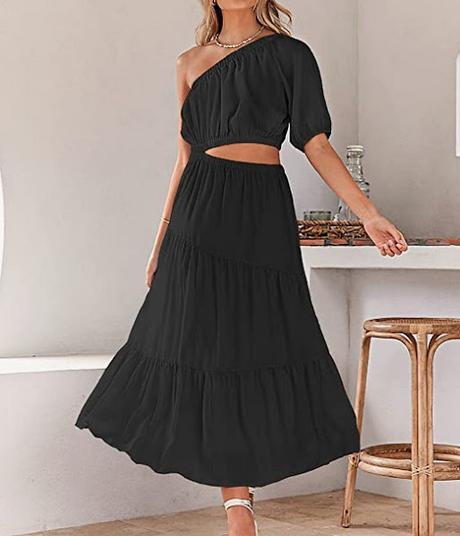 SAVE - Boho One Shoulder Maxi Dress