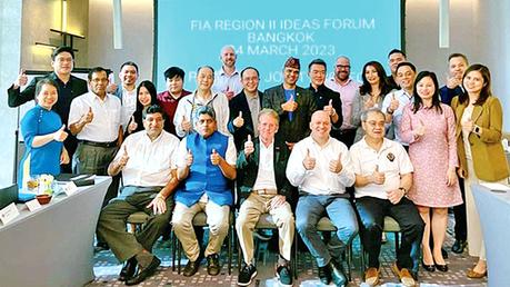 Dhammika Attygalle President AAC, Govinda Prasad Bhattarai (Nepal) Treasurer of Region II, Greig Craft (Vietnam), President of Region II, Ian Stone, Chair of the FIA University, Wai Mun Lee, Secretary of the Singapore Automobile Association.