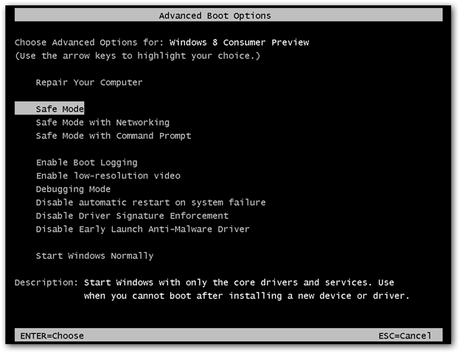 How to Start Windows 8 in Safe Mode?