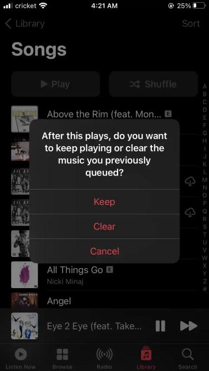 Disable “After This Plays Do You Want To Keep Playing” on Apple Music
