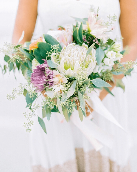popular wedding flowers bridal bouquet with protea