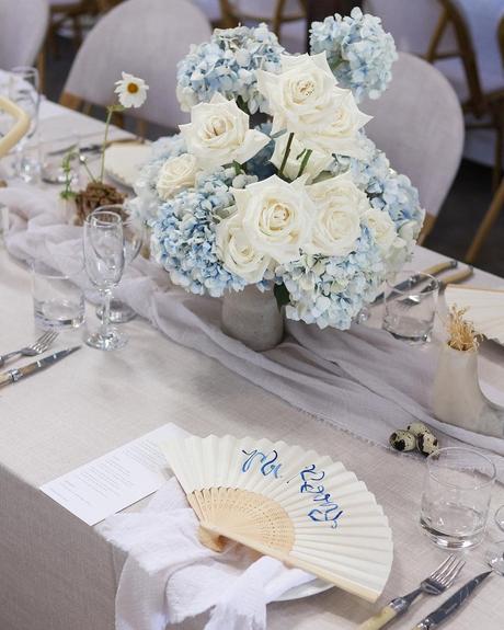 popular wedding flowers white and blue hydrangeas
