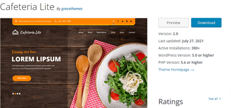 Cafeteria- Free WordPress Theme Cafe