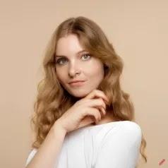 model girl hand on chin generated by Craiyon AI