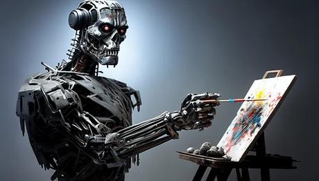 AI drawing an image on a canvas