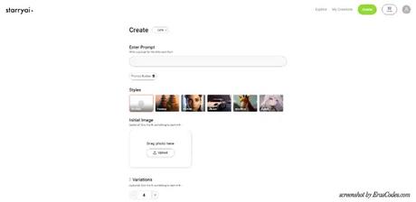 Screenshot of Starry AI, AI Image Generator