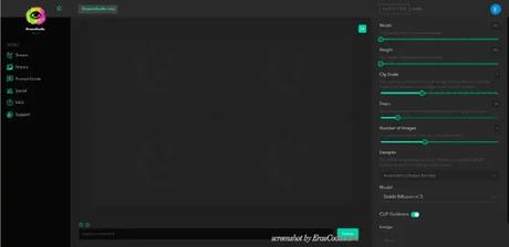 Screenshot of DreamStudio.ai, AI Image Generator