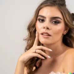 model girl hand on chin generated by DALL-E 2 AI