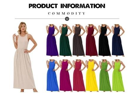 SAVE - Round Neck Sleeveless Long Dress