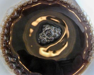 Coffee, bacon, waffle, condiments