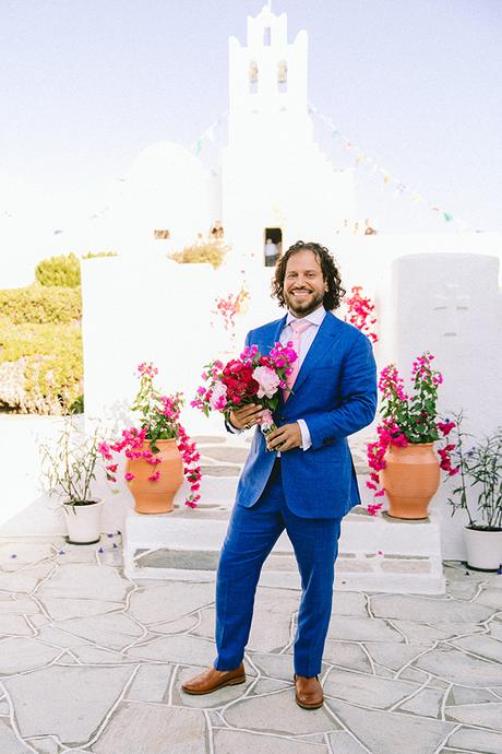 Modern summer wedding in Sifnos with bougainvillea in fuchsia hues │ Demetra & Panayiotis modern-summer-wedding-sifnos-bougainvillea-fuchsia-hues_25
