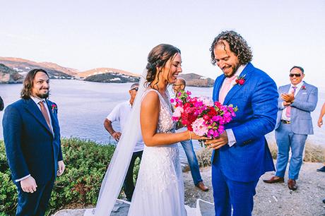 Modern summer wedding in Sifnos with bougainvillea in fuchsia hues │ Demetra & Panayiotis modern-summer-wedding-sifnos-bougainvillea-fuchsia-hues_32