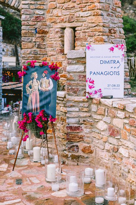 Modern summer wedding in Sifnos with bougainvillea in fuchsia hues │ Demetra & Panayiotis modern-summer-wedding-sifnos-bougainvillea-fuchsia-hues_49x