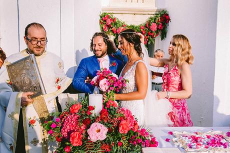 Modern summer wedding in Sifnos with bougainvillea in fuchsia hues │ Demetra & Panayiotis modern-summer-wedding-sifnos-bougainvillea-fuchsia-hues_43