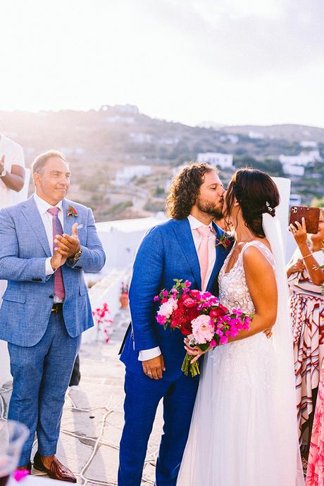 Modern summer wedding in Sifnos with bougainvillea in fuchsia hues │ Demetra & Panayiotis modern-summer-wedding-sifnos-bougainvillea-fuchsia-hues_44