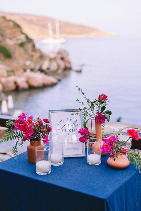 Modern summer wedding in Sifnos with bougainvillea in fuchsia hues │ Demetra & Panayiotis modern-summer-wedding-sifnos-bougainvillea-fuchsia-hues_54