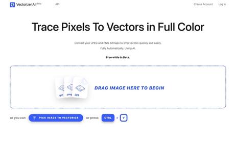 Vectorizer AI converts JPEG, PNG bitmap to SVG vector image tool for free