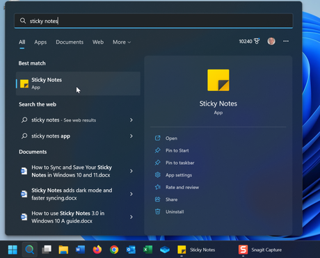 Sticky Notes in Windows