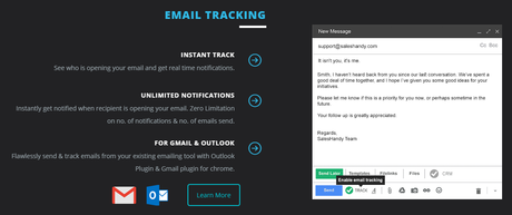 SalesHandy Review - Email Tracking Feature