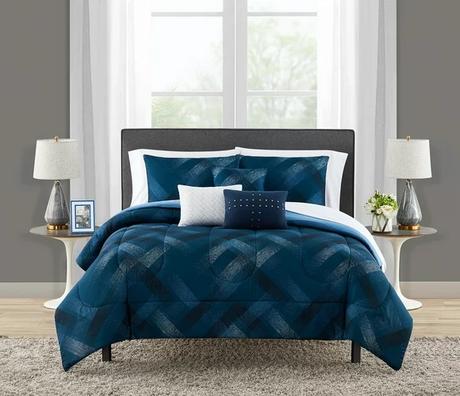 SAVE $11.88! Navy Plaid 10 Piece Bed in a Bag Comforter Set