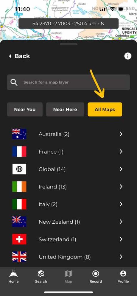 Managing your map layers on HiiKER