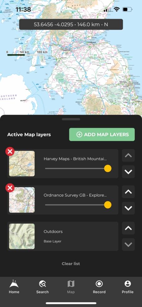Managing your map layers on HiiKER