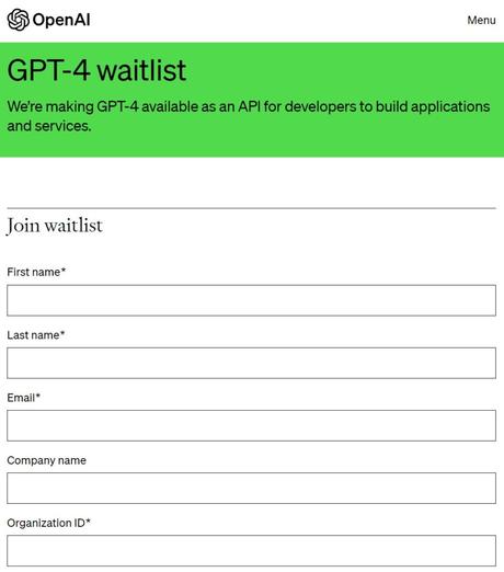 ChatGpt 4 Waitlist