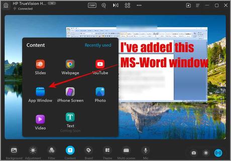 FineCam lets you insert the following content