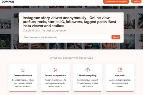 DUMPOR Online Tool to Browse and Download Instagram Posts and Stories Anonymously