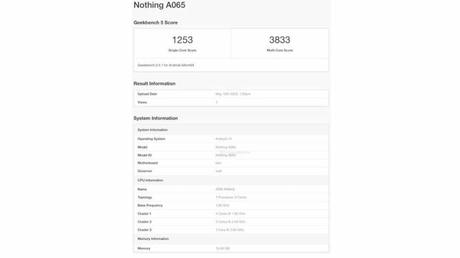 Nothing Phone (2) with Snapdragon 8+ Gen 1 processor and 12GB RAM listed on Geekbench website, know details