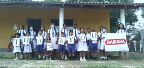 The students who received the school bags, exercise books expressed their appreciation by thanking the company. 