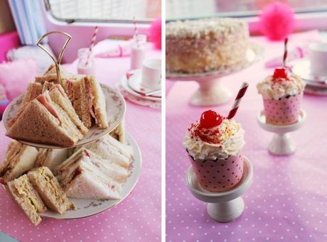 pink party afternoon tea and cherry milkshake cupcakes