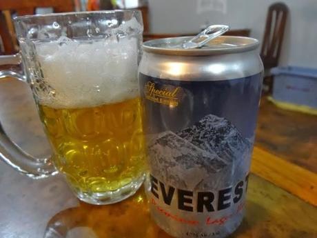 Everest Beer on Everest Base Camp Trek (Going Down)