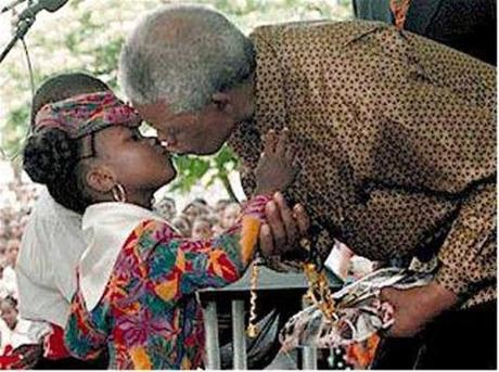 Mandela greets a young fan on visit to St Lucia