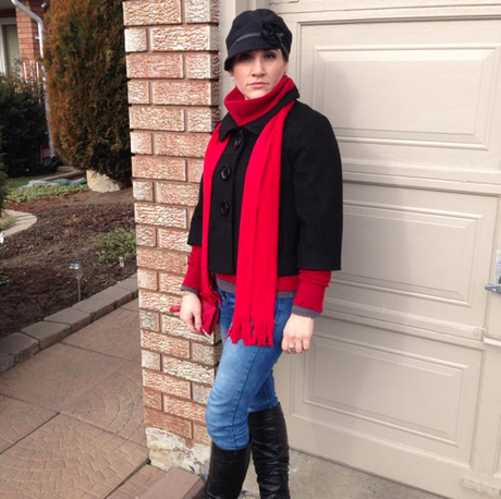 A woman in a hat fall trends 2013 hat trends red scarf reasonstodress.com