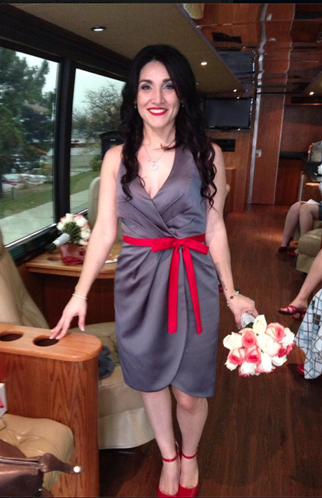 Bridesmaid dress red sash red shoes red lipstick trend 2013