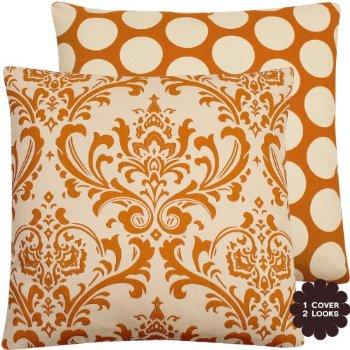Orange Creamsicle Collection - Boutique Square and Lumbar Throw Pillow Cover - Damask and Polka Dots - Orange and Cream Hues - 1 Pillow Cover