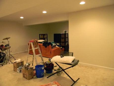 Basement Gets A Fresh Coat of Thunder by Benjamin Moore while we are in a ThunderSTORM of our   own!!