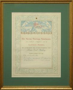 Pauling's Nobel certificate, 1963.