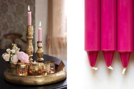 pink dinner candles