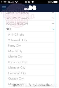 jobsdb mobile location search options